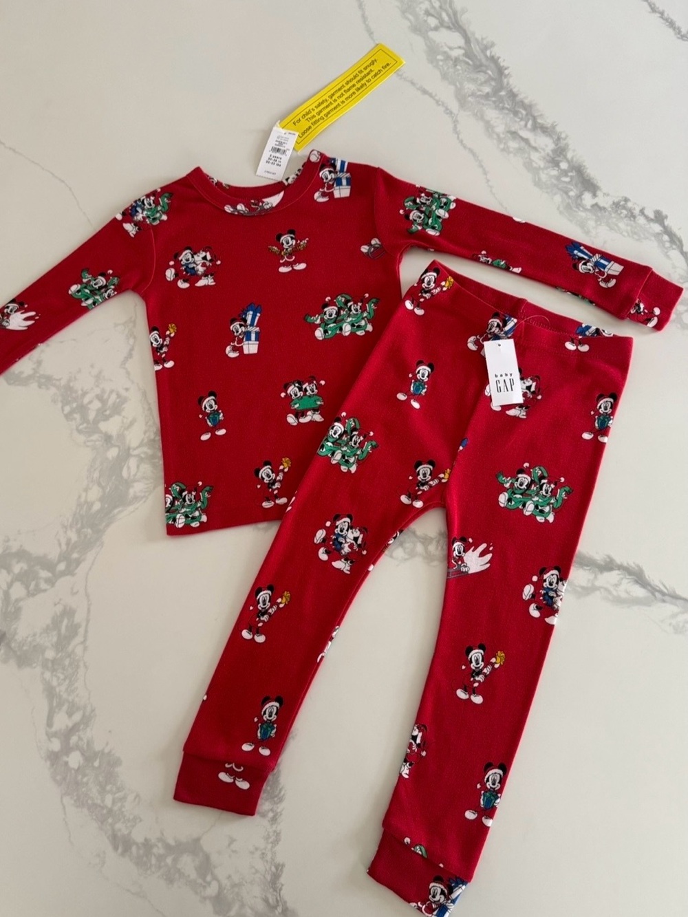 Gap Disney Minnie and Mickey Mouse Toddler Holiday Pajama Set 2T